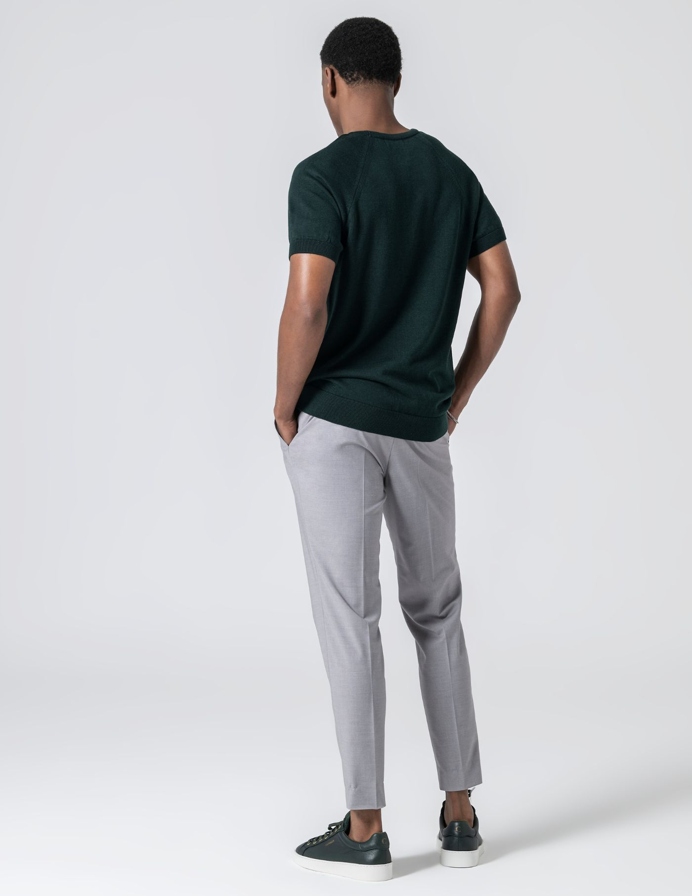 CALÇA DE ALFAIATARIA CINTURA SUBIDA CINZA CLARO