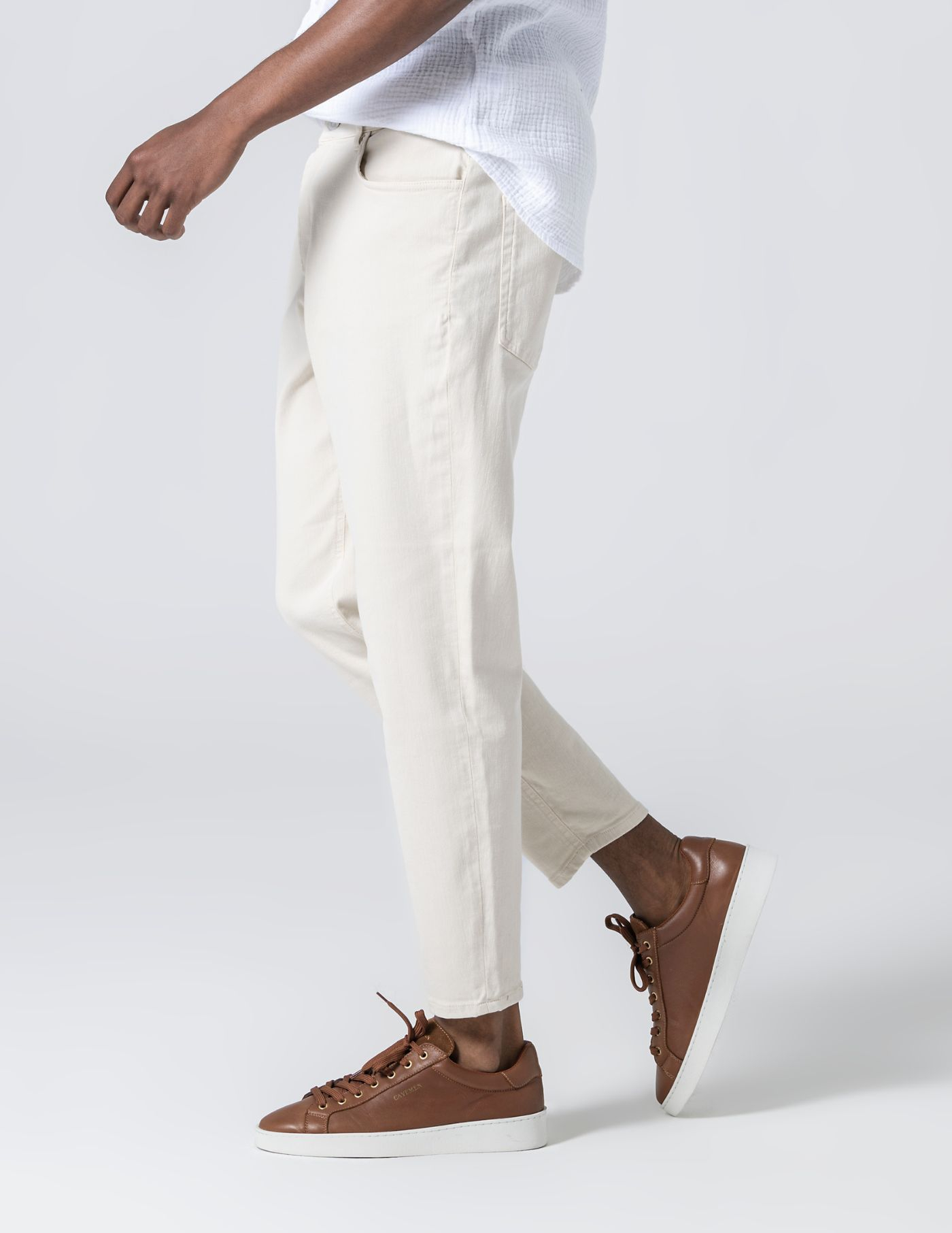 CALÇA DE SARJA RINGUE CROPPED FIT BEGE