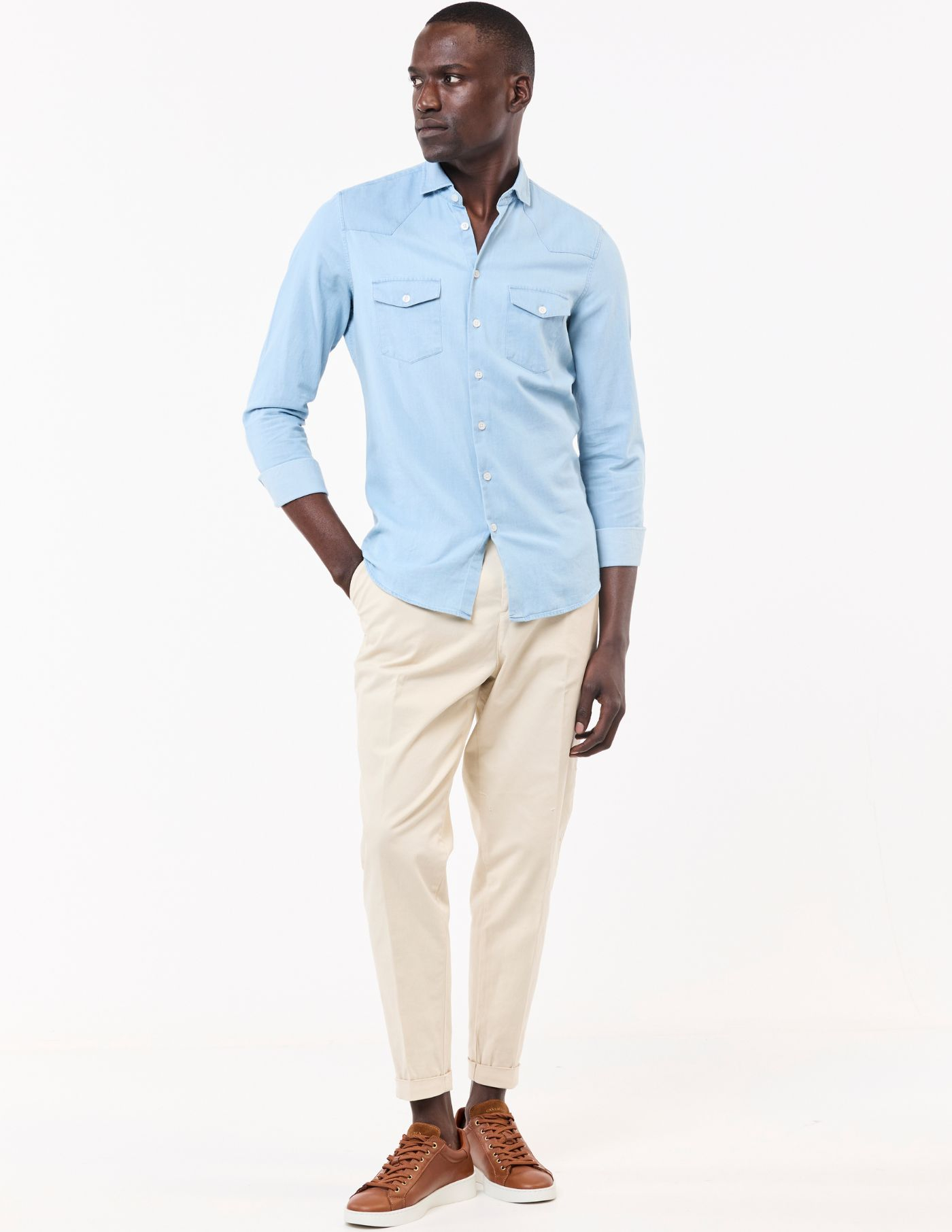 CAMISA DE GANGA COM BOLSOS 