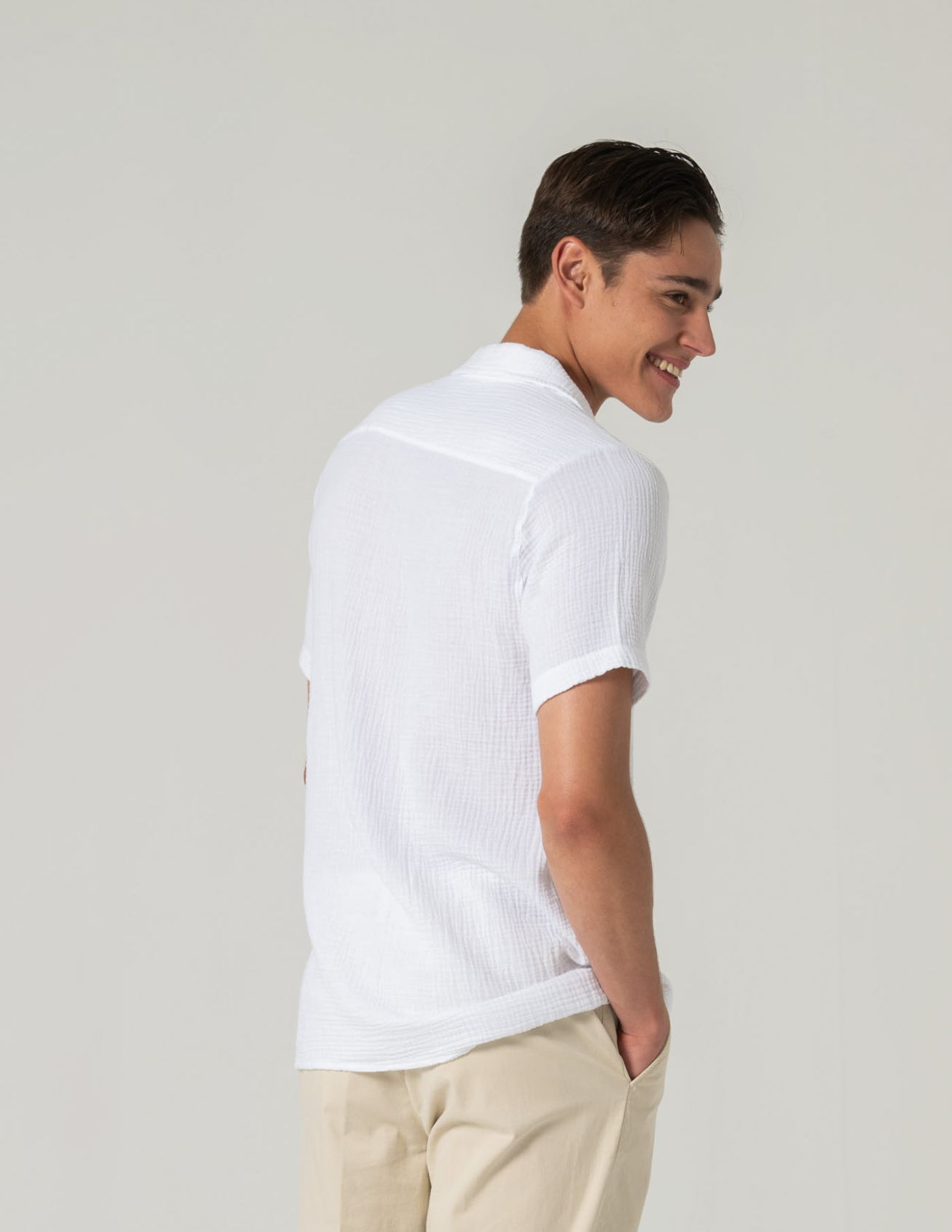 CAMISA HAVAIANA MUSSELINA BRANCA