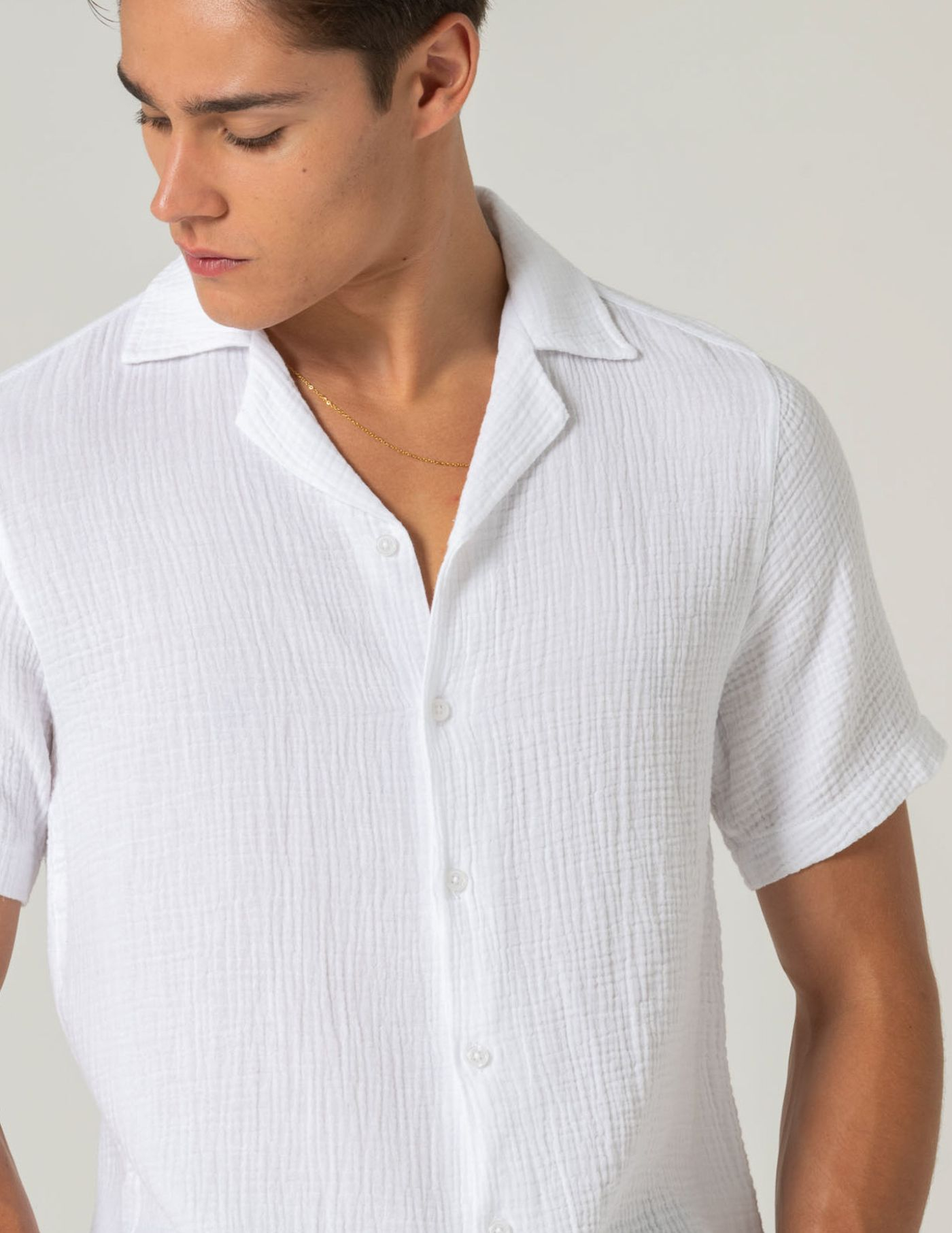 CAMISA HAVAIANA MUSSELINA BRANCA