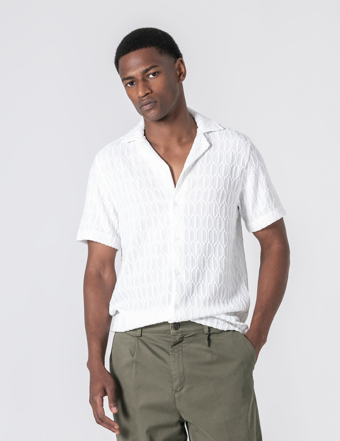 CAMISA HAVAIANA TEXTURADA BRANCA 