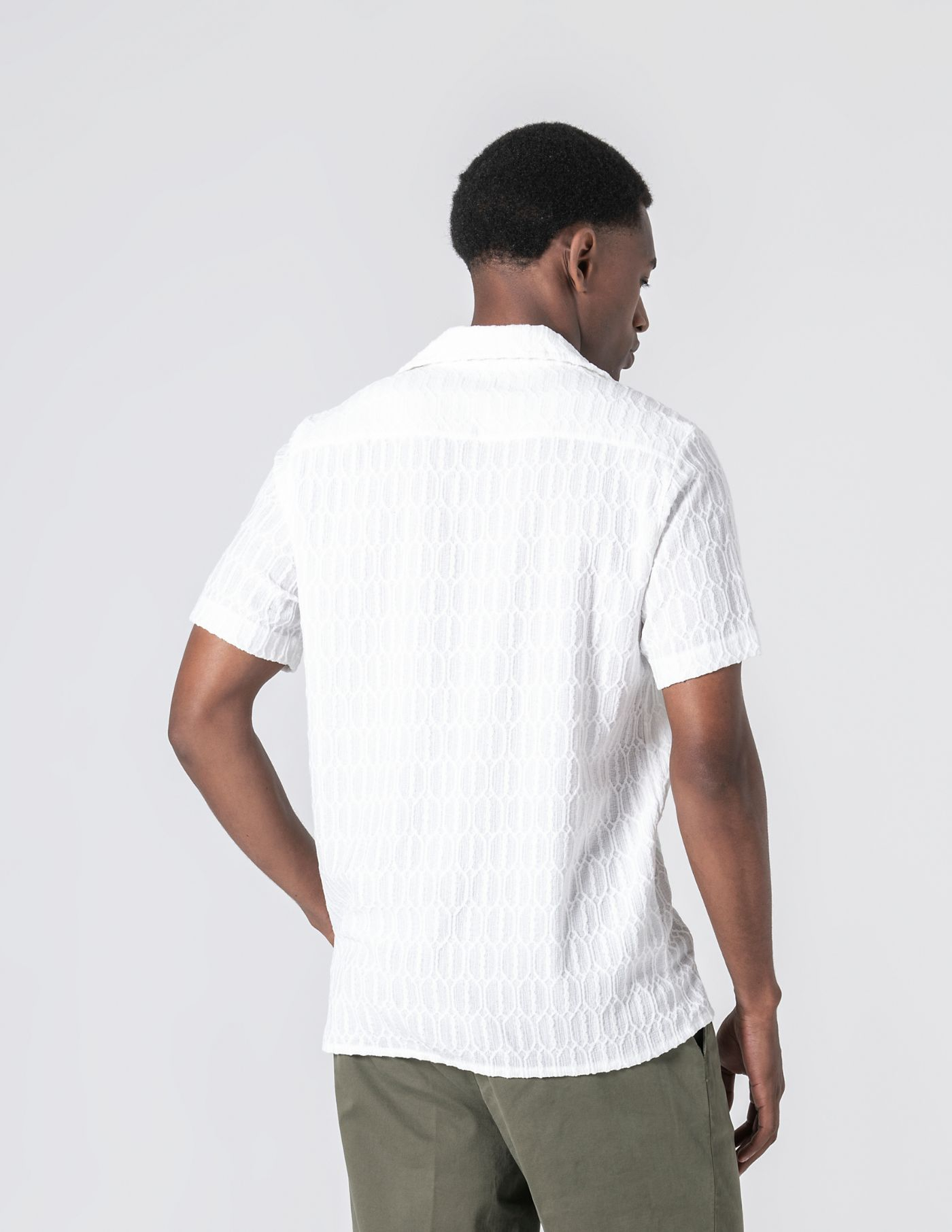 CAMISA HAVAIANA TEXTURADA BRANCA 