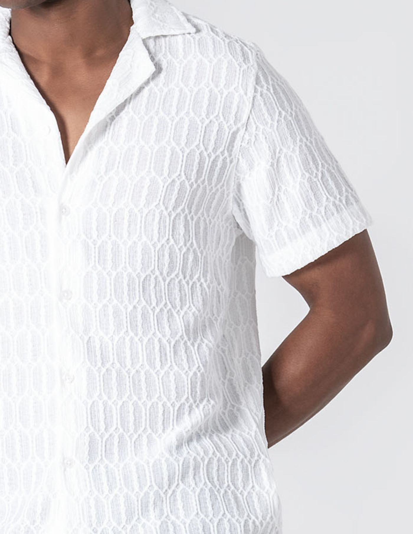 CAMISA HAVAIANA TEXTURADA BRANCA 