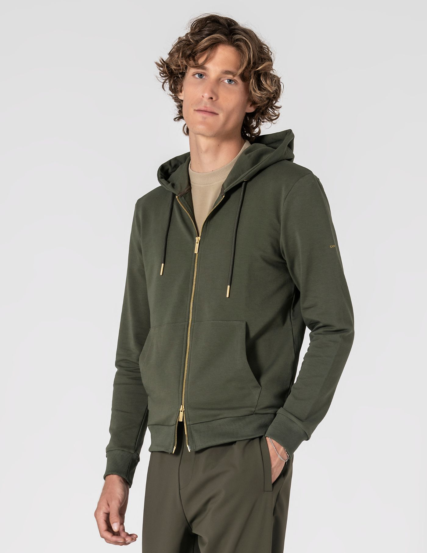  CASACO DE FELPA COM CAPUZ DUPLO CURSOR VERDE