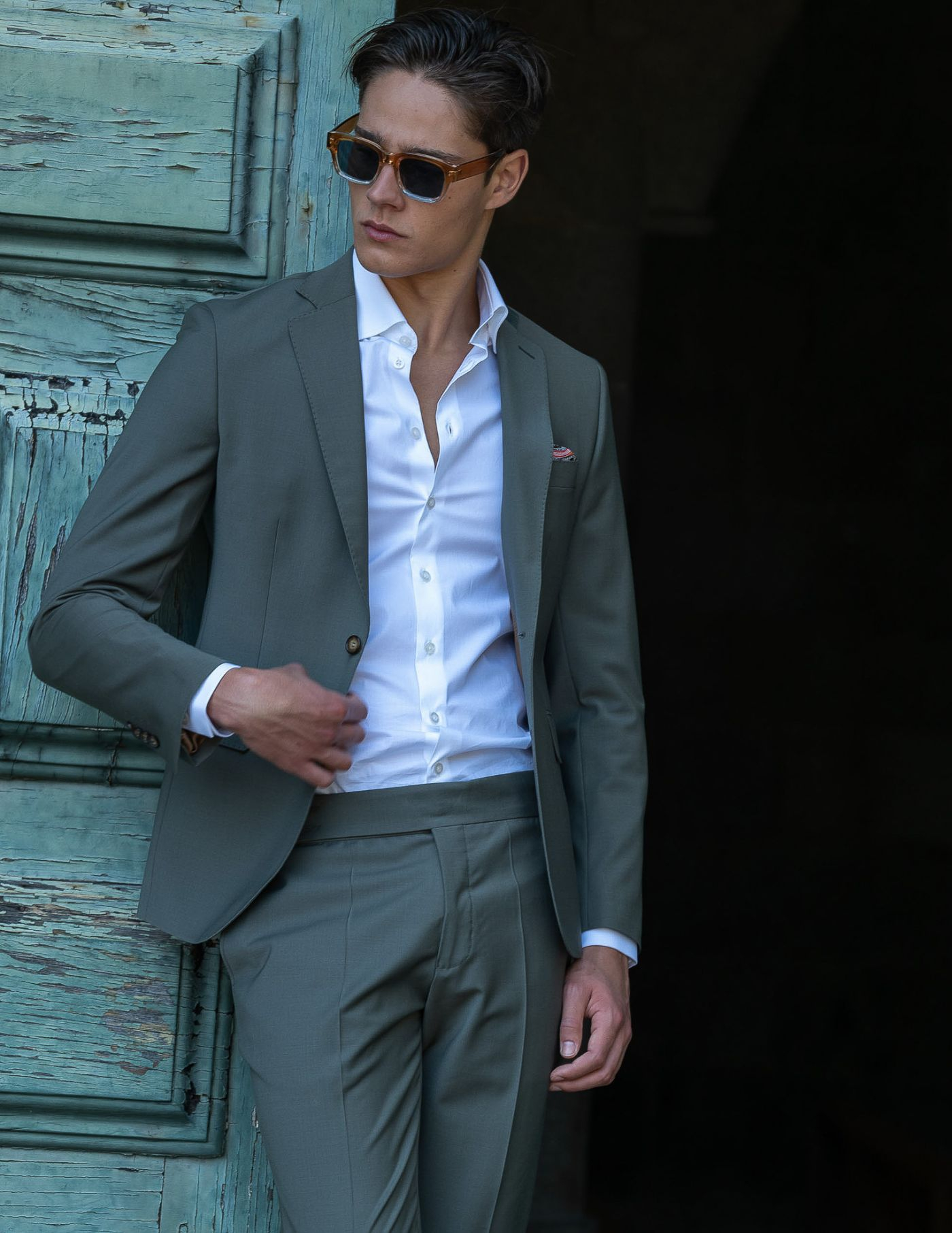 FATO SLIM FIT VERDE SECO (PICK STITCH)