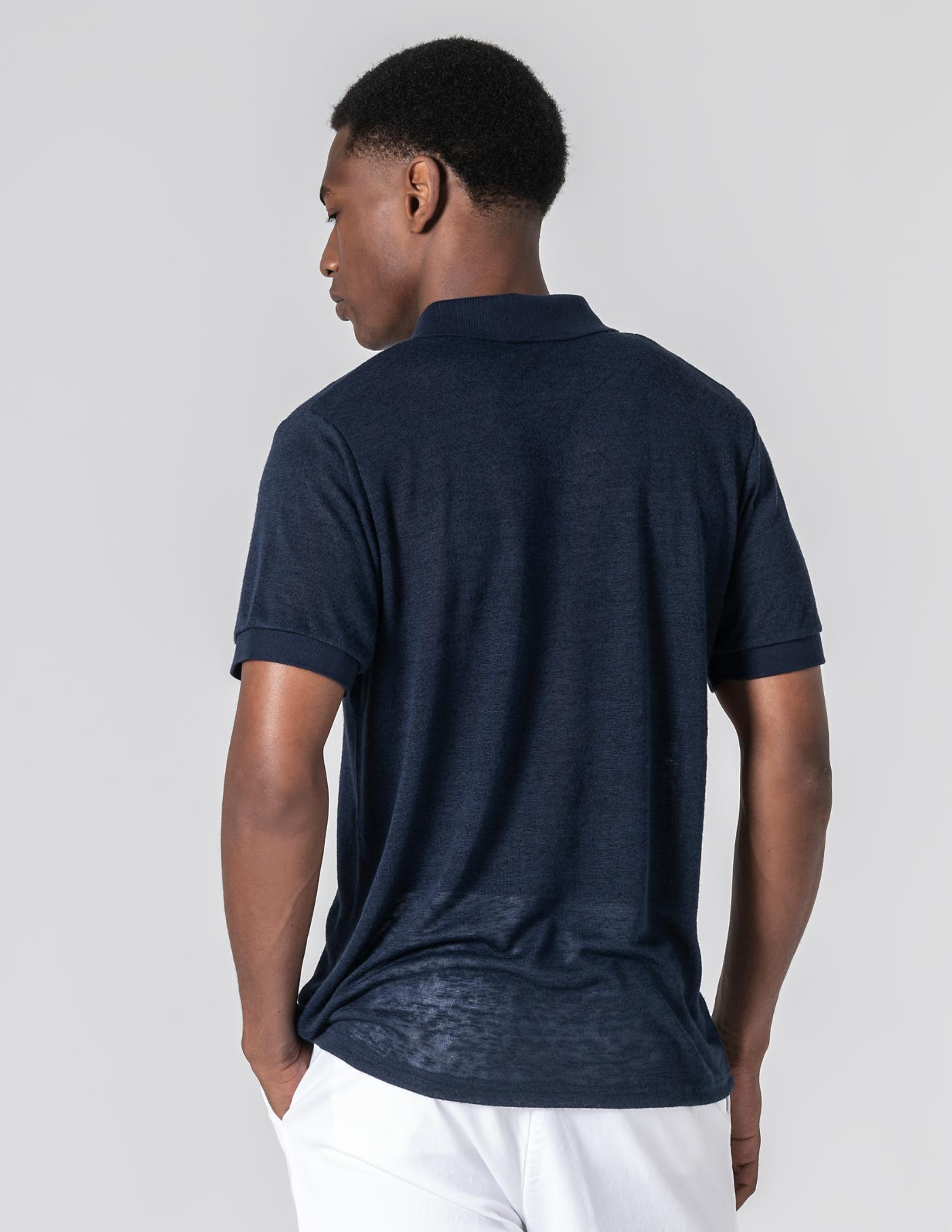 POLO DE LINHO SLIM FIT AZUL