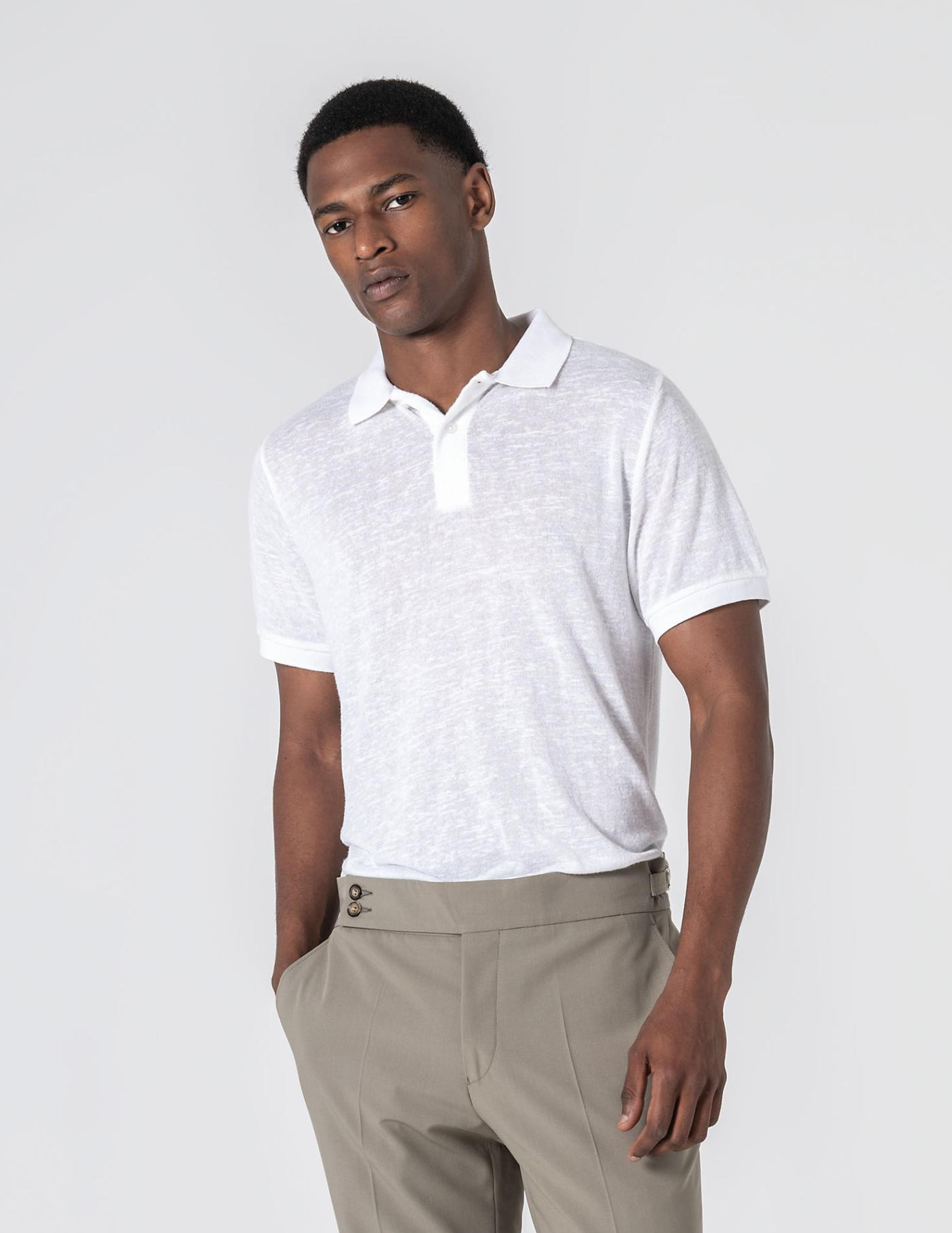 POLO DE LINHO SLIM FIT BRANCO