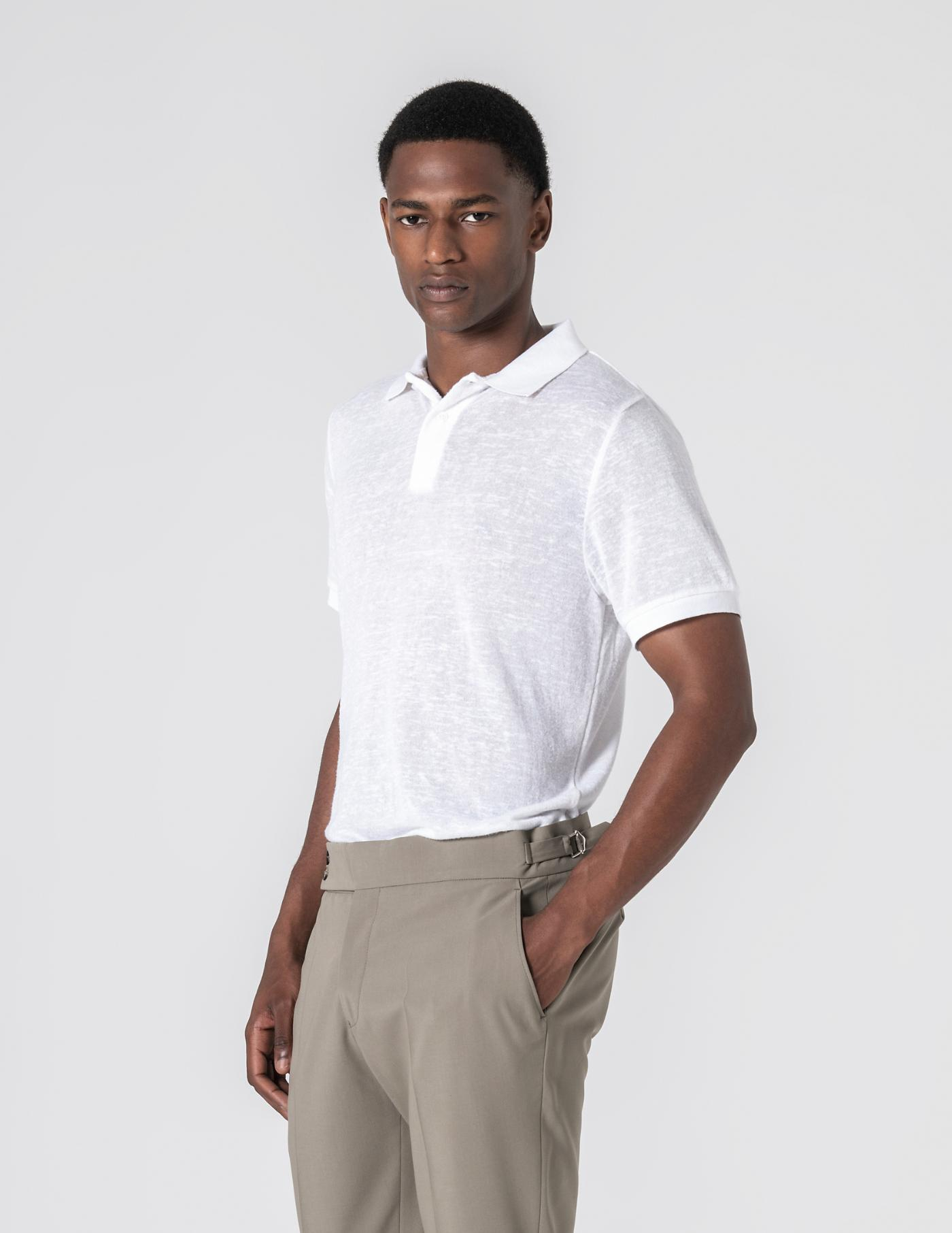 POLO DE LINHO SLIM FIT BRANCO