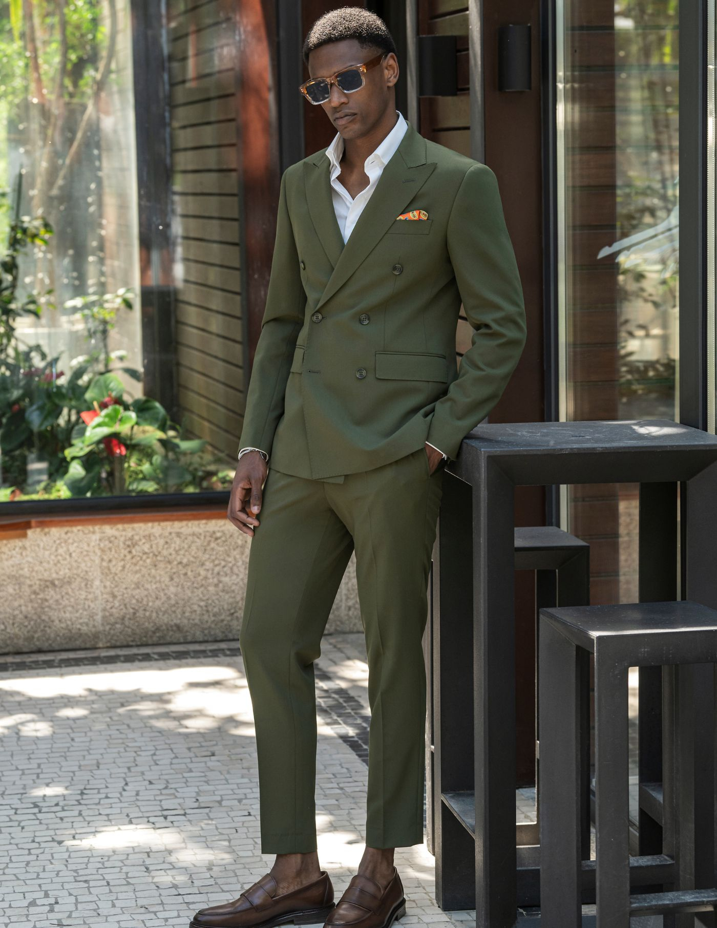 FATO TRESPASSE SLIM FIT VERDE OLIVA (PICK STITCH)