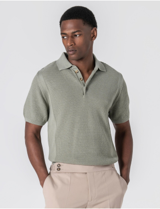 POLO TRICOT ESTRUTURADO PISTÁCIO