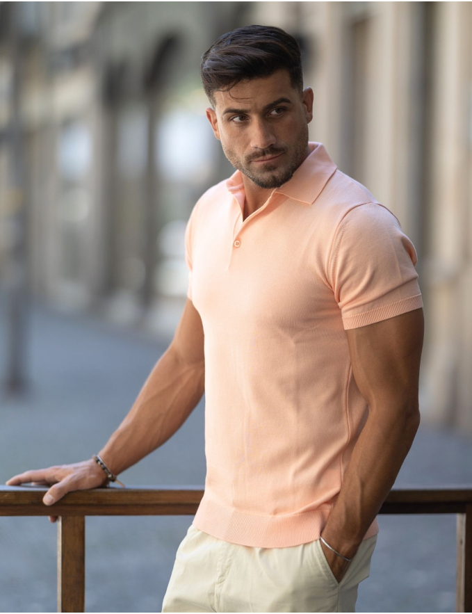 POLO TRICOT LISO PÊSSEGO