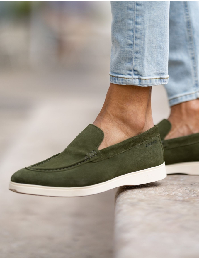 SAPATO LOAFER EM CAMURÇA VERDE