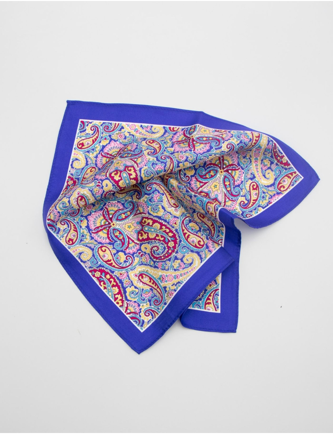 LENÇO DE BOLSO EM SEDA COM CORNUCÓPIAS COLORIDAS