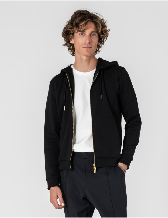 CASACO DE FELPA COM CAPUZ DUPLO CURSOR PRETO