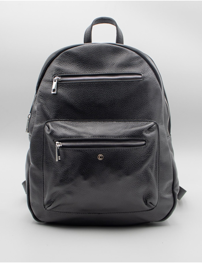 MOCHILA EM PELE PRETA