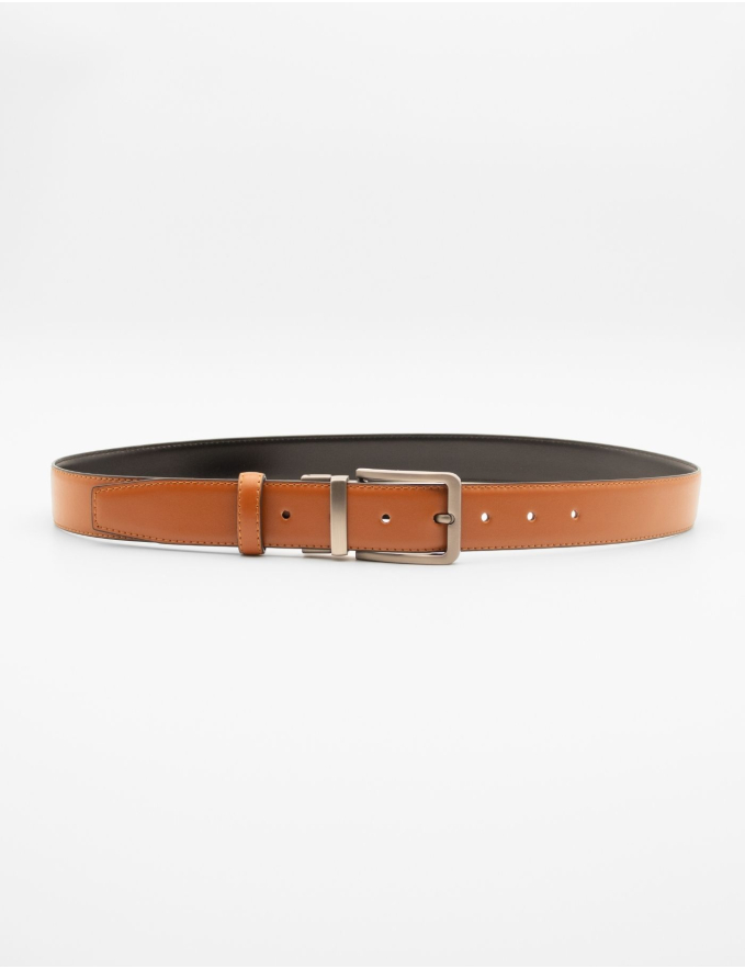 CINTO REVERSÍVEL EM PELE PRETO/CAMEL