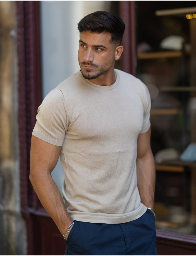 T-SHIRT TRICOT BEGE