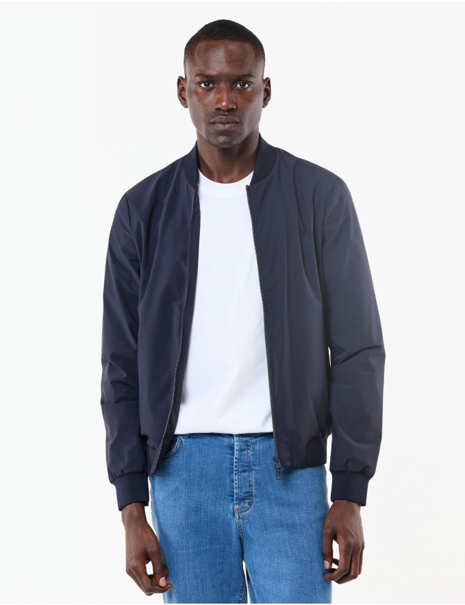 CASACO BOMBER TECIDO TÉCNICO AZUL MARINHO