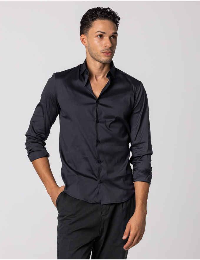 CAMISA SLIM FIT SOFT TOUCH PRETO