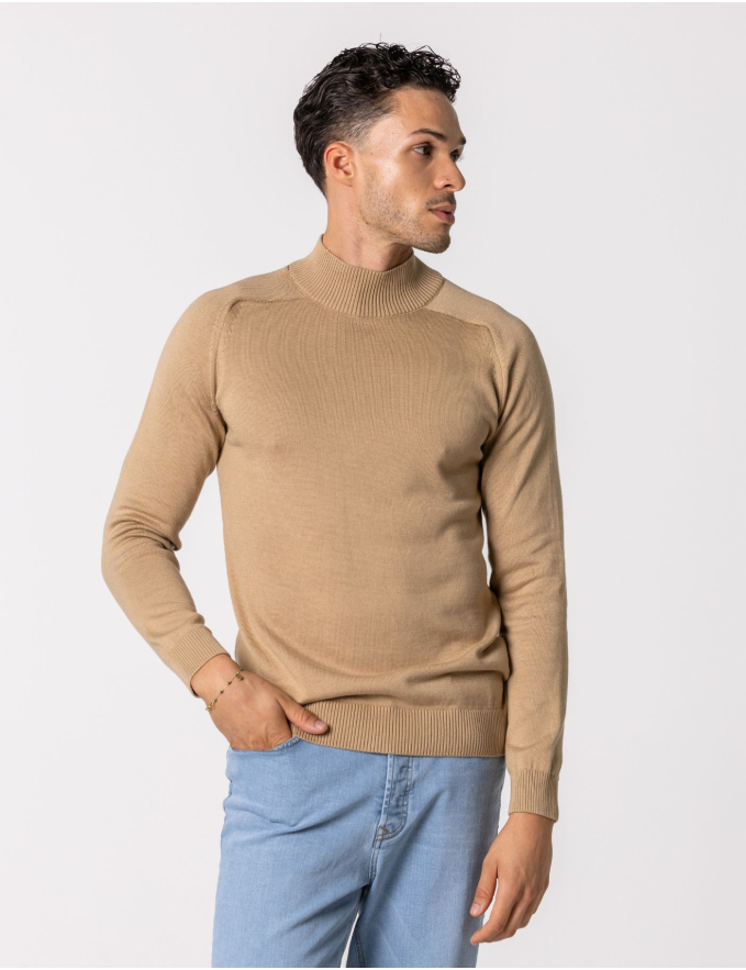 CAMISOLA MEIA GOLA BEGE