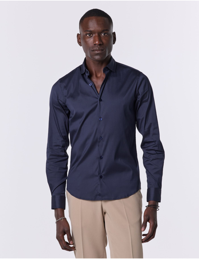 CAMISA SLIM FIT SOFT TOUCH AZUL MARINHO