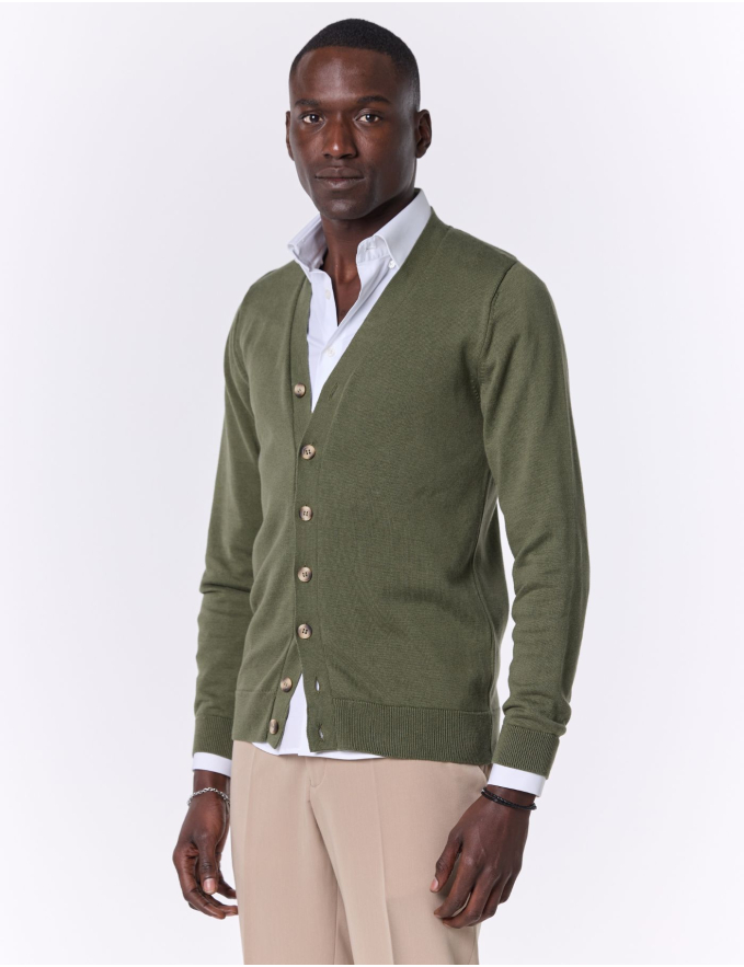 CARDIGAN DE MALHA VERDE KAKI