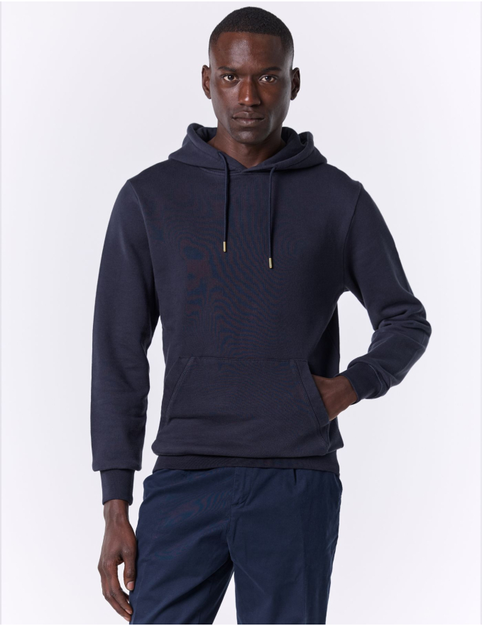 HOODIE DE ALGODÃO AZUL MARINHO