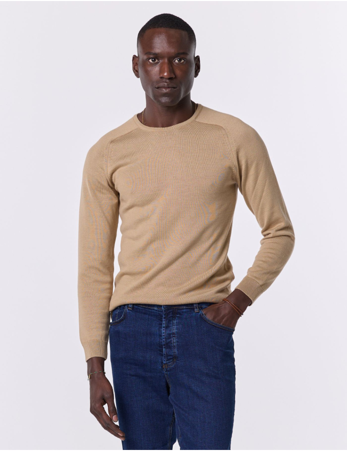 CAMISOLA DE MALHA DECOTE REDONDO BEGE