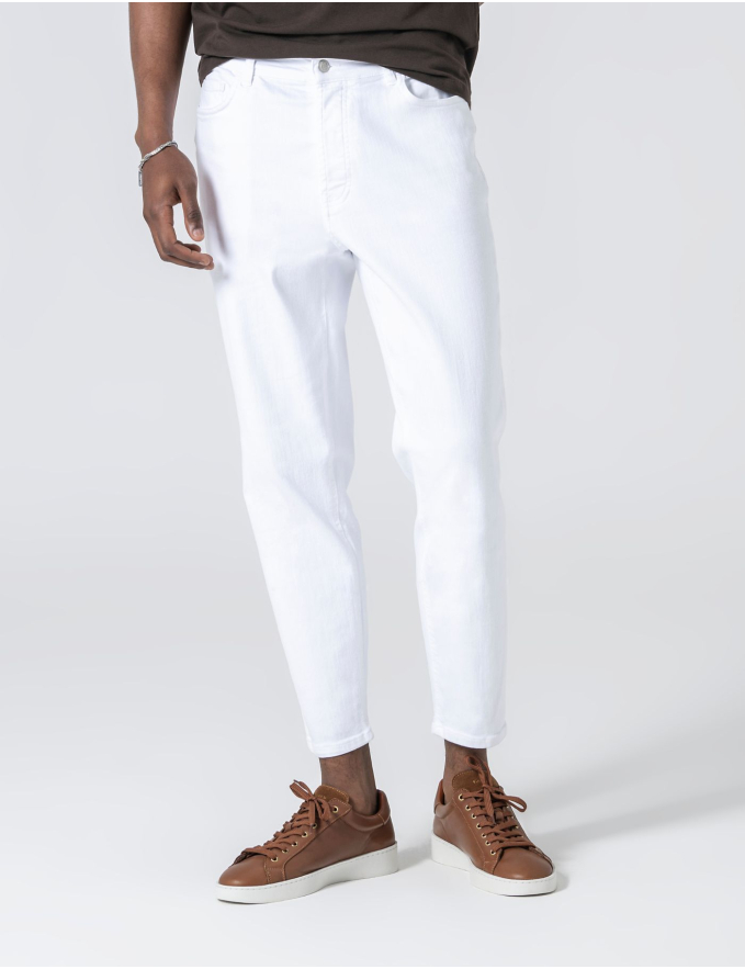 CALÇA DE SARJA RINGUE CROPPED FIT BRANCO