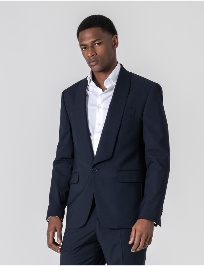 FATO SLIM FIT MIDNIGHT BLUE LAPELA SHAWL