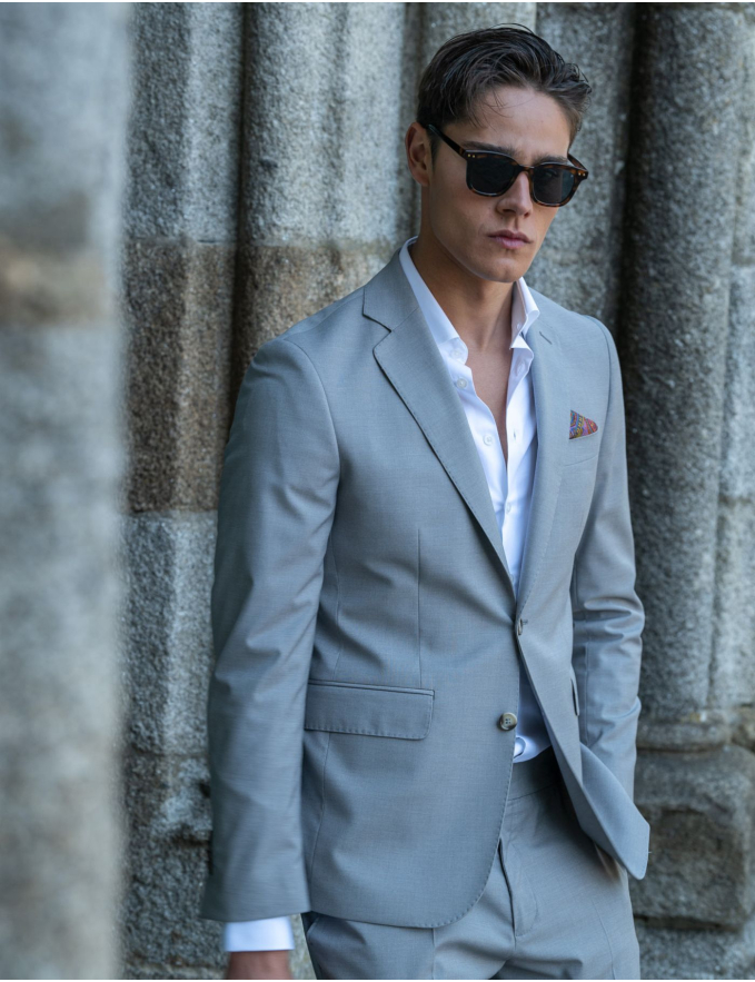 FATO SLIM FIT CINZA CLARO (PICK STITCH)