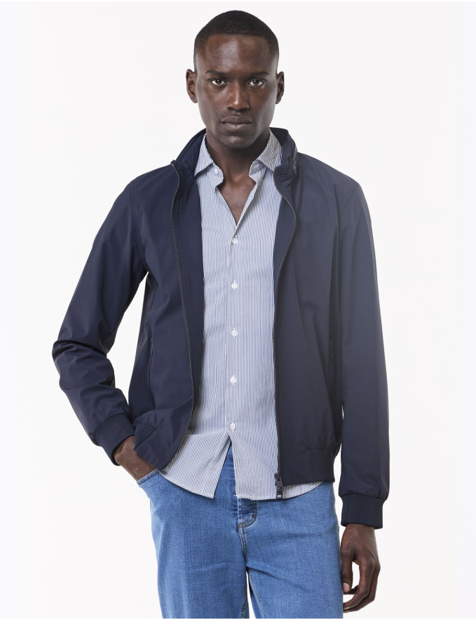 CASACO PARKA TECIDO TÉCNICO AZUL MARINHO