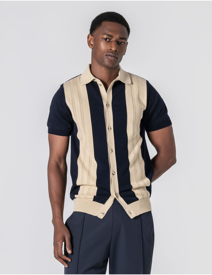 POLO CAMISEIRO BICOLOR PONTO CROCHÉ