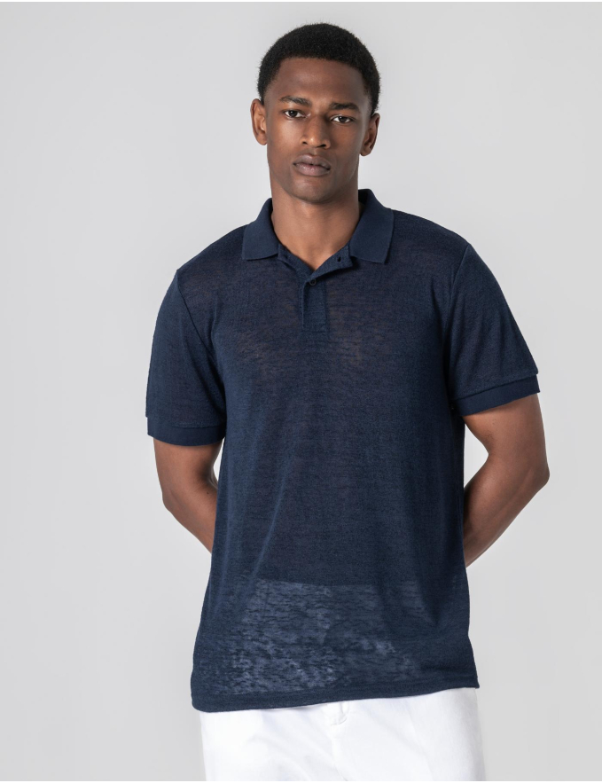 POLO DE LINHO SLIM FIT AZUL