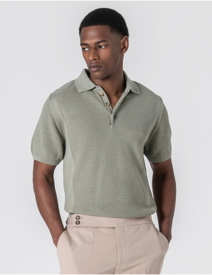 POLO TRICOT ESTRUTURADO PISTÁCIO