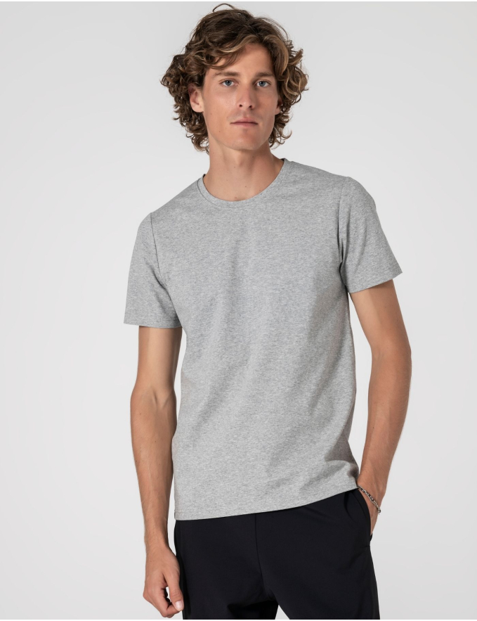 T-SHIRT DE ALGODÃO E POLIAMIDA CINZA MESCLA