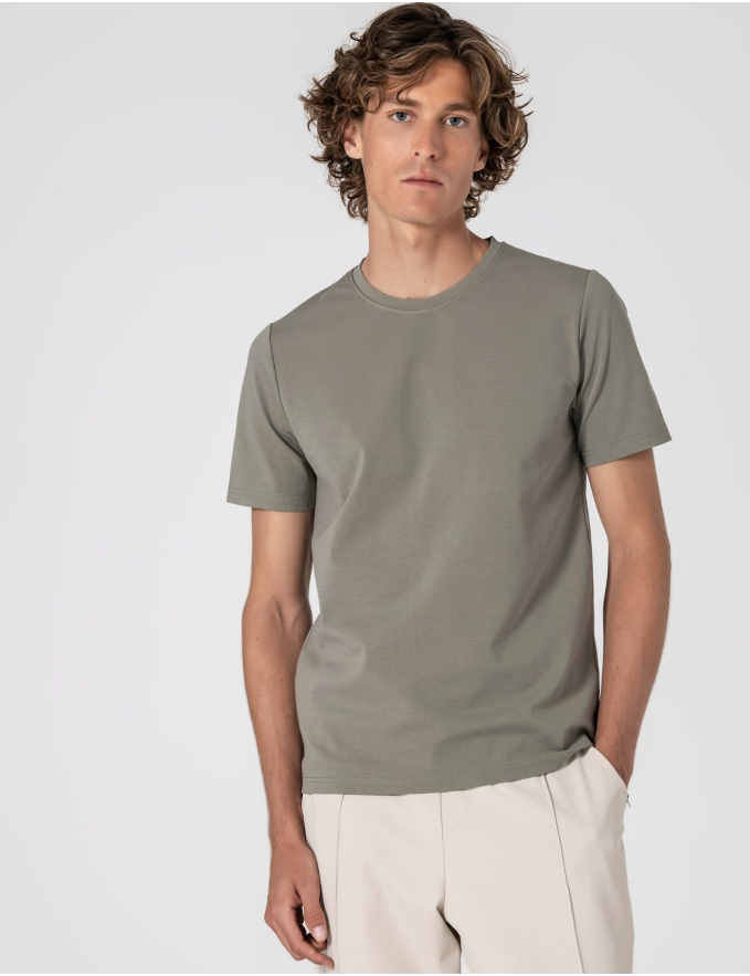 T-SHIRT DE ALGODÃO E POLIAMIDA VERDE PASTEL