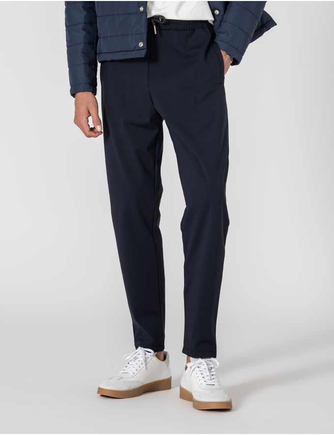 CALÇA DE TECIDO TÉCNICO SLIM FIT AZUL MARINHO