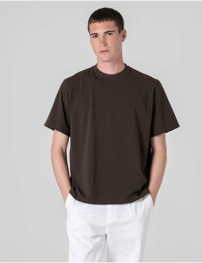 T-SHIRT OVERSIZE STRETCH CASTANHA