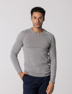 CAMISOLA DE MALHA GOLA CANELADA CINZA MESCLA