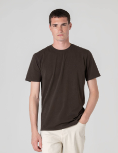 T-SHIRT DE ALGOD&Atilde;O STRETCH CASTANHA