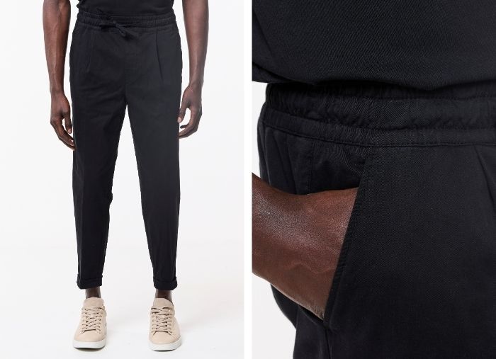 CALÇA CHINO CROPPED FIT DE CORDÃO PRETA CALÇA CHINO CROPPED FIT DE CORDÃO PRETA