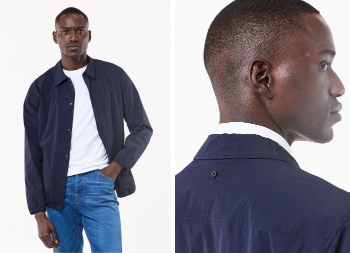 CASACO DE TECIDO T&Eacute;CNICO AZUL MARINHO