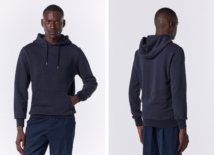 HOODIE DE ALGODÃO AZUL MARINHO HOODIE DE ALGODÃO AZUL MARINHO