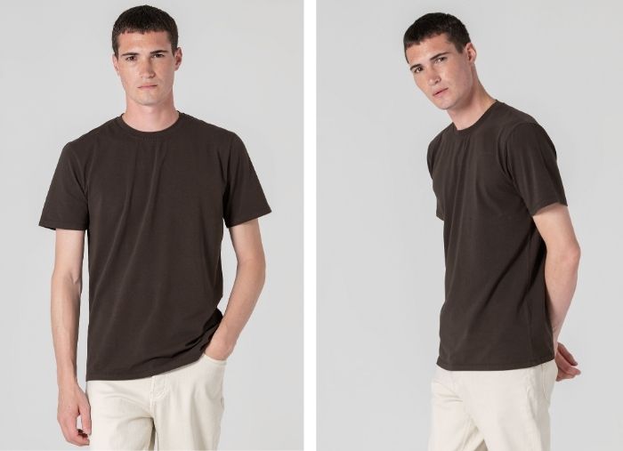 T-SHIRT DE ALGODÃO STRETCH CASTANHA T-SHIRT DE ALGODÃO STRETCH CASTANHA