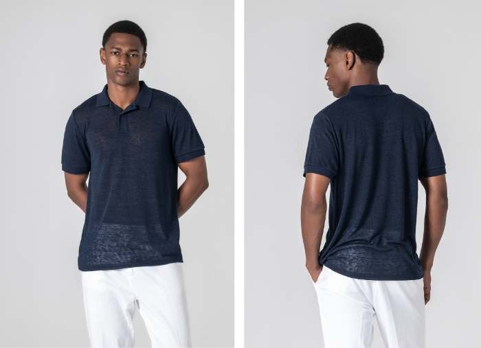 POLO DE LINHO SLIM FIT AZUL